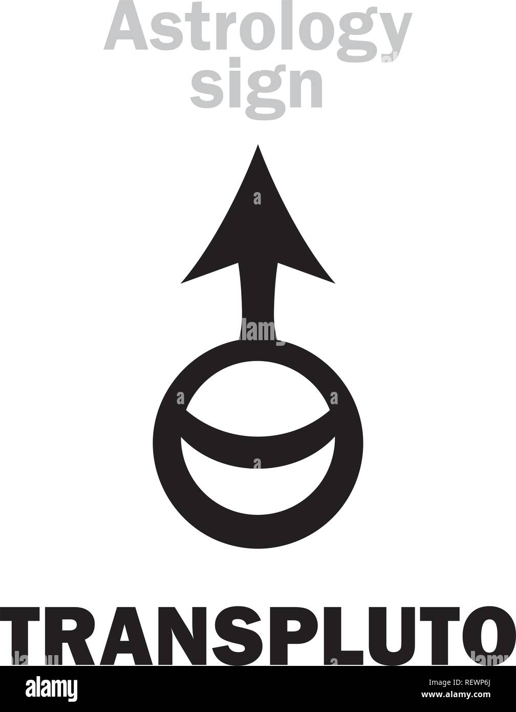 Alphabet d'astrologie : TRANSPLUTO, superdistant au-delà de Pluton (planète). Les hiéroglyphes signe (symbole, a été utilisé en allemand depuis l'année 1972 d'éphémérides). Illustration de Vecteur