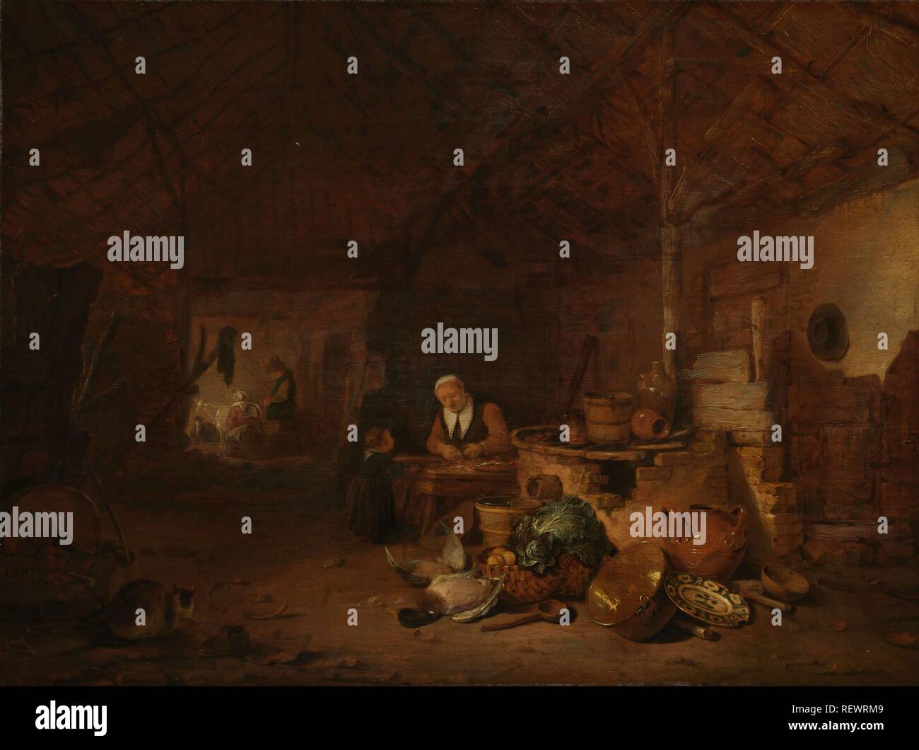 L'intérieur d'une grange. Dating : 1646. Dimensions : H 48 cm × w 64,5 cm ; D. 5,5 cm. Musée : Rijksmuseum, Amsterdam. Auteur : Egbert Lievensz. van der Poel. Banque D'Images
