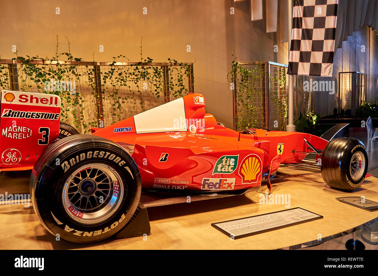 La formule un Ferrari F1-2000 model race car dans le monde Ferrari sur Yas Island, Abu Dhabi, Emirats arabes unis, Arabie, d'Asie Banque D'Images