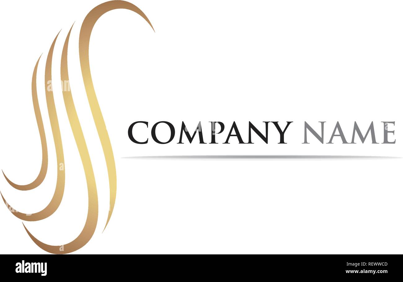 Logo vague de cheveux et des symboles Illustration de Vecteur