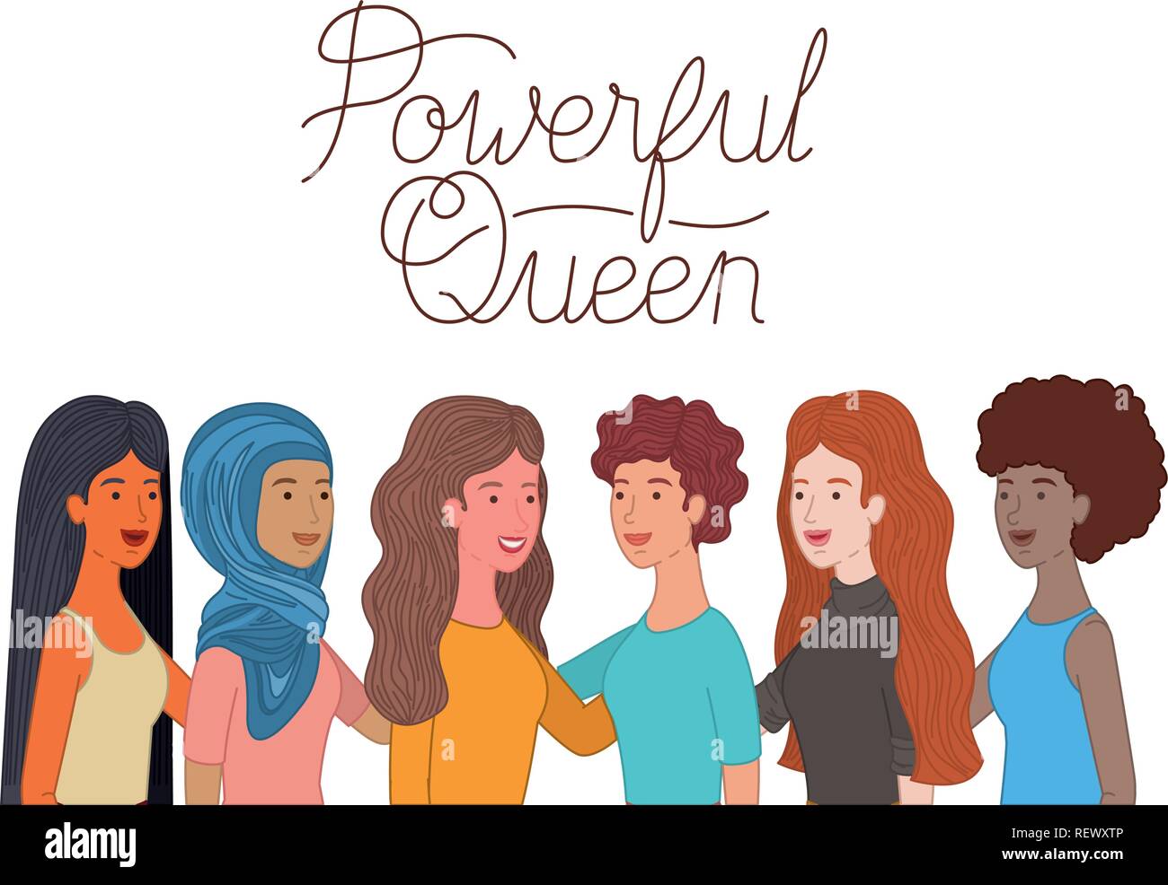 Les femmes avec label queen puissant caractère avatar Illustration de Vecteur