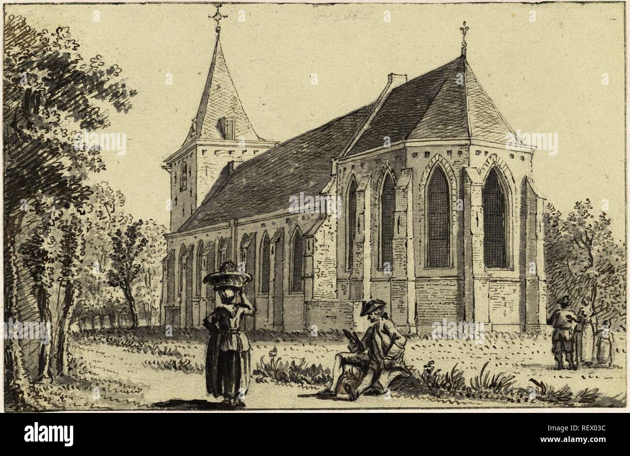 L'église de Zeist. Rapporteur pour avis : Reinier Vinkeles (I). Dating : 1751 - 1816. Dimensions : H 150 mm × W 231 mm. Musée : Rijksmuseum, Amsterdam. Banque D'Images