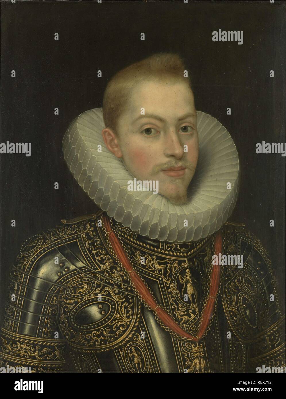 Portrait de Philippe III, roi d'Espagne. Dating : ch. 1600. Lieu : sud des Pays-Bas. Dimensions : H 28,5 cm × w 22,5 cm ; D. 4,3 cm. Musée : Rijksmuseum, Amsterdam. Auteur : anonyme (rejeté). Frans Pourbus (II) (atelier de). Frans Pourbus, (II). Banque D'Images