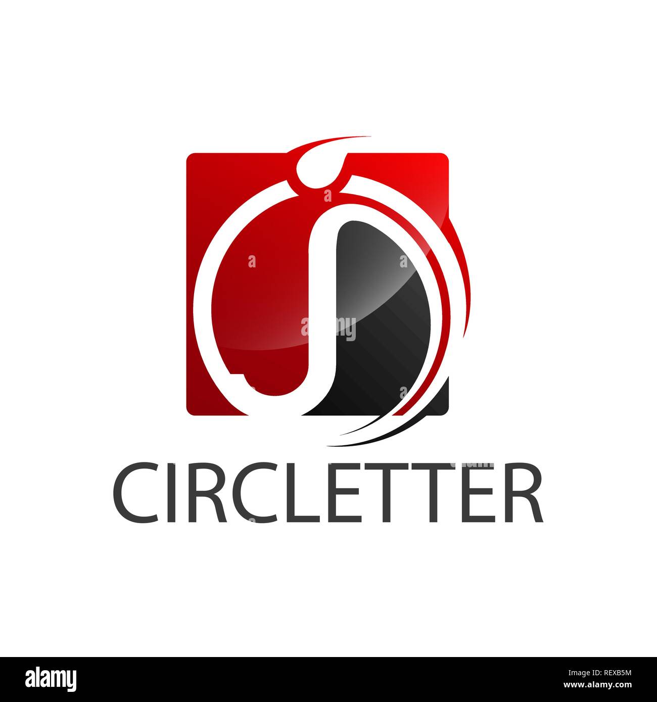 Circle square lettre initiale J concept logo design. Modèle de graphique vectoriel de l'élément symbole Illustration de Vecteur