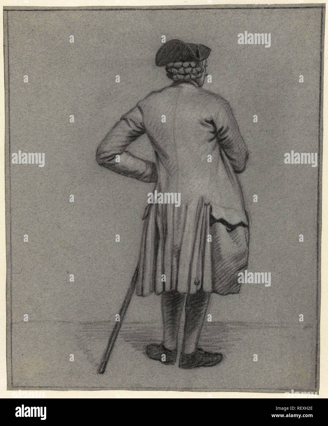 Homme debout, vu de dos. Rapporteur pour avis : Jordanus Hoorn. Dating : 1763 - 1833. Dimensions : H 326 mm × W 263 mm. Musée : Rijksmuseum, Amsterdam. Banque D'Images