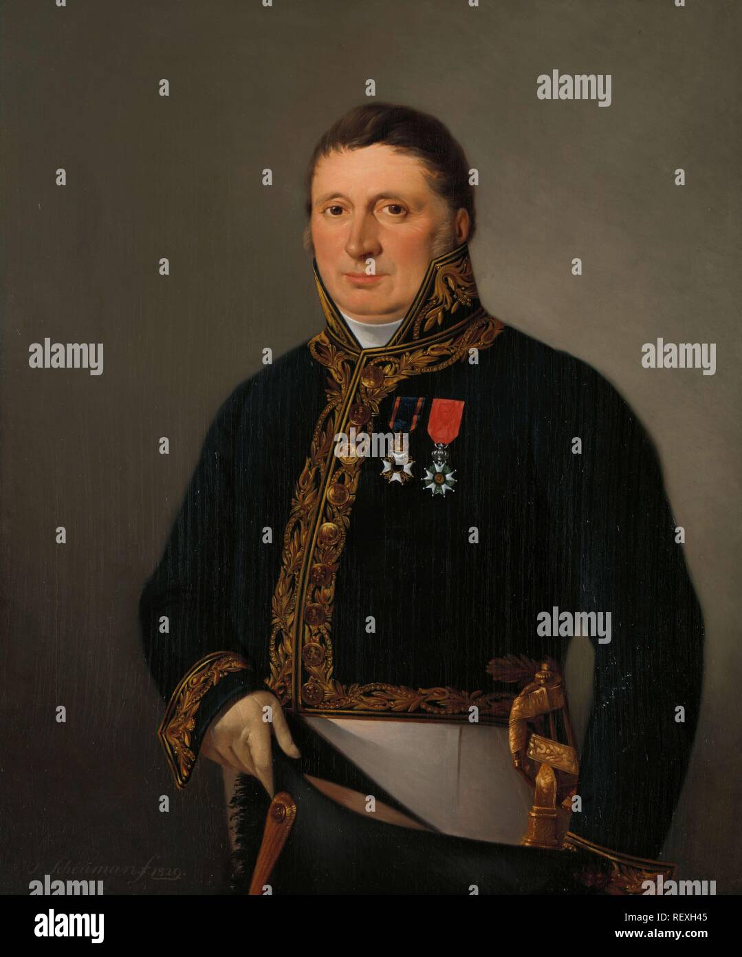 Portrait de l'Inspecteur général A.F. Goudriaan. Dating : 1829. Dimensions : H 95,4 cm × 79,5 cm × w t 3,6 cm 9,7 cm ; d. Musée : Rijksmuseum, Amsterdam. Auteur : Izaak Schouman. Banque D'Images