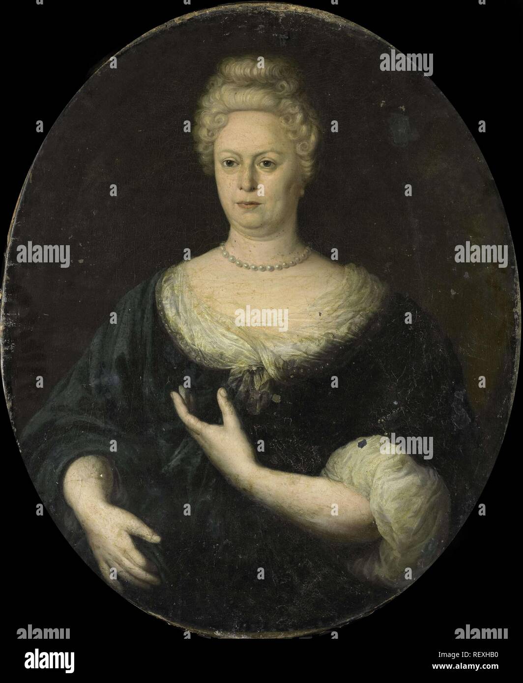 Portrait d'Elisabeth Van Oosten (1660-1714). Épouse d'Abraham van Riebeeck. Dating : ch. 1700. Lieu : Nord des Pays-Bas. Dimensions : H 96 cm × w 79 cm ; d 7,5 cm × d 9,5 cm. Musée : Rijksmuseum, Amsterdam. Banque D'Images