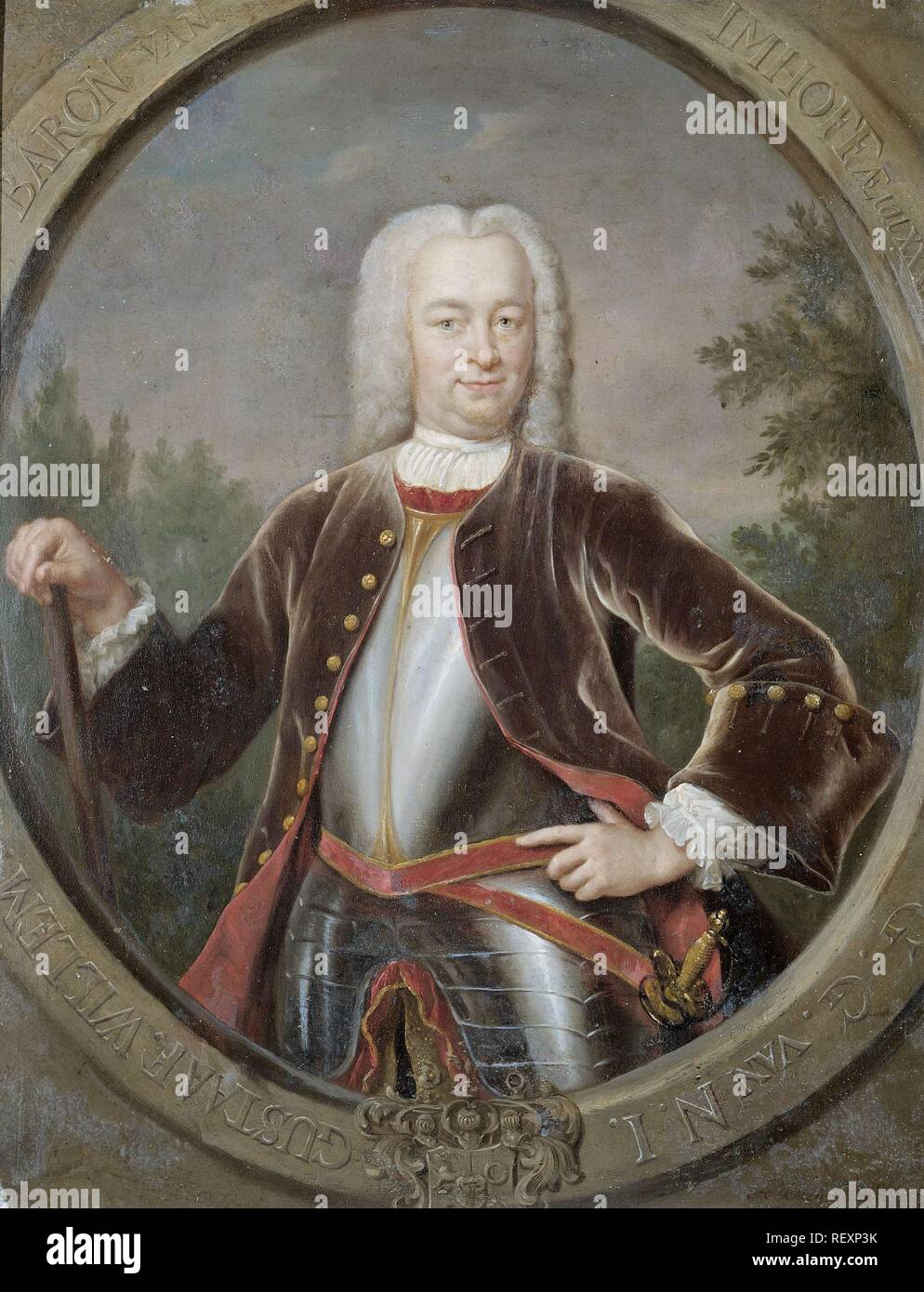 Portrait de Gustaaf Willem, Baron van Imhoff, Gouverneur général de la Dutch East India Company. Dating : 1742. Dimensions : H 34 cm × w 27 cm ; d 3.8 cm. Musée : Rijksmuseum, Amsterdam. Auteur : Jan Maurits Quinkhard. Banque D'Images
