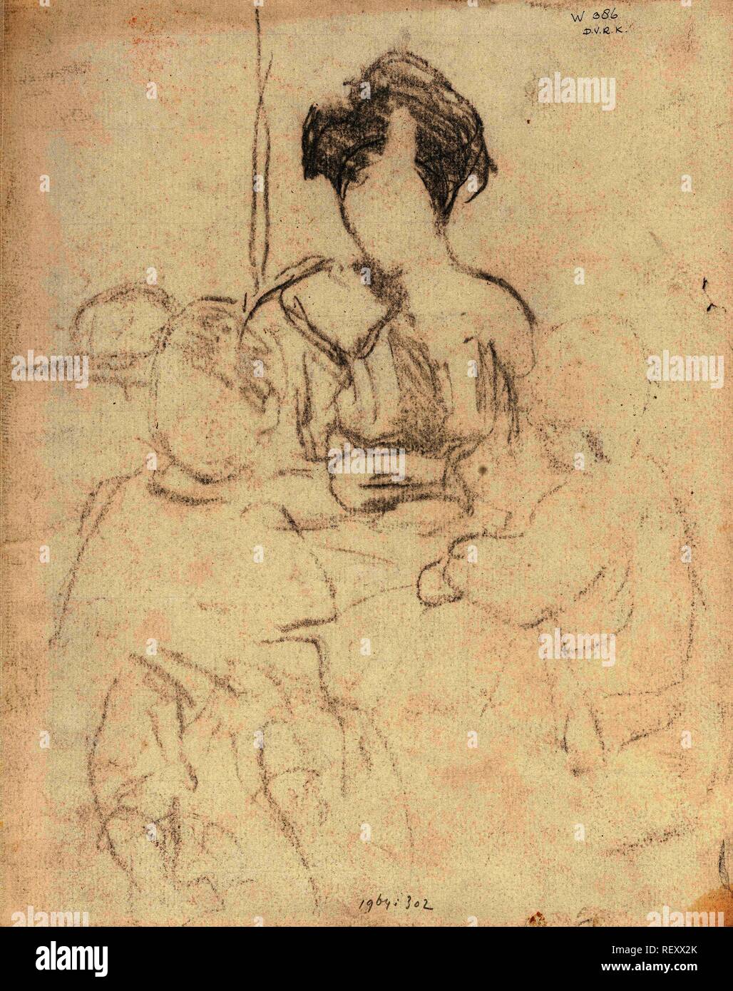 Croquis de la mère avec les enfants. Rapporteur pour avis : Willem Witsen. Dating : 1870 - 1923. Dimensions : H 307 mm × W 243 mm. Musée : Rijksmuseum, Amsterdam. Banque D'Images