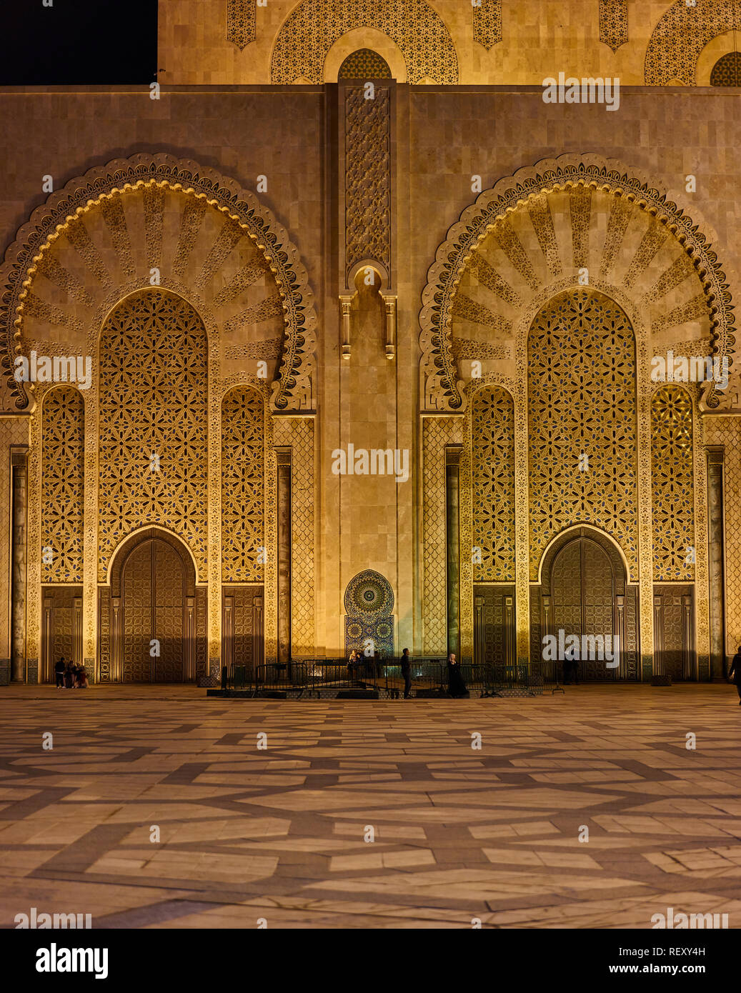 Mur de la Mosquée Hassan II, Casablanca, Maroc Banque D'Images