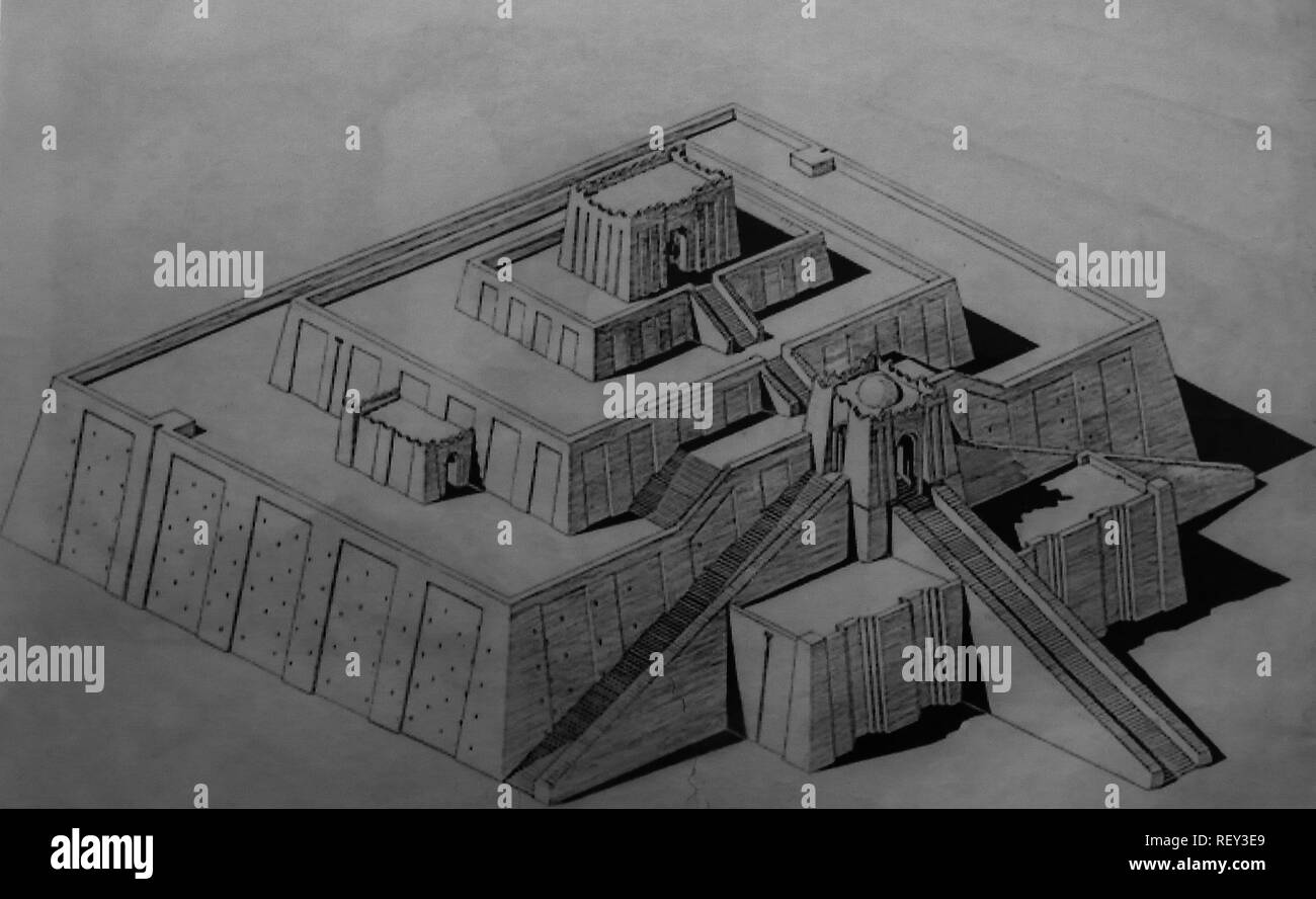 Plan directeur de la grande ziggourat d'Ur aka Ur-nammou - 04 novembre 2011, l'Iraq de Dhi Qar Banque D'Images