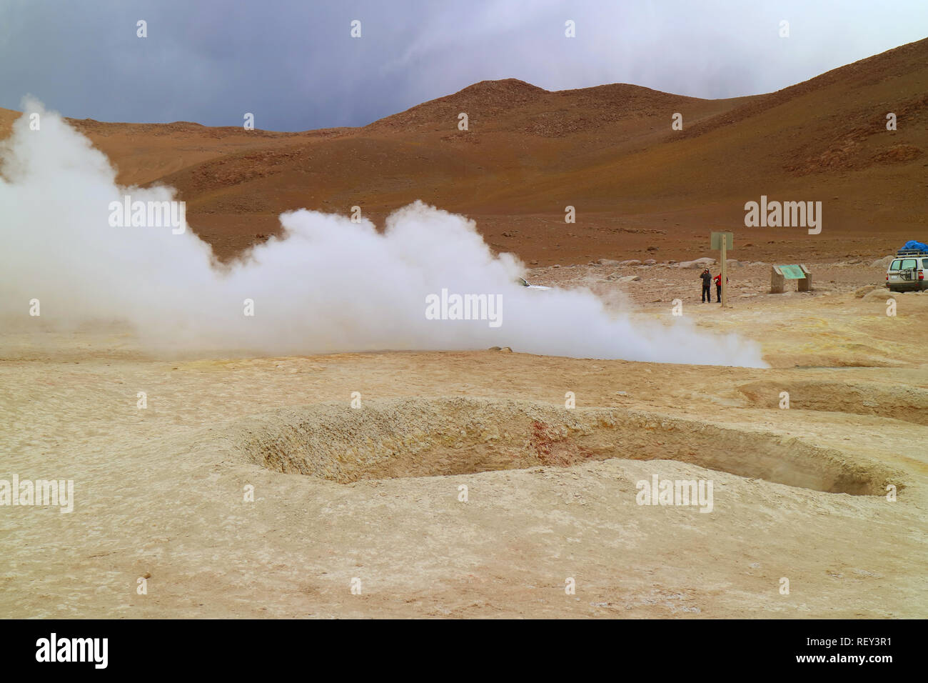 Sol de Manana ou le soleil du matin dans la zone géothermique sur Lipez Province, Département de Potosí en Bolivie, Amérique du Sud Banque D'Images