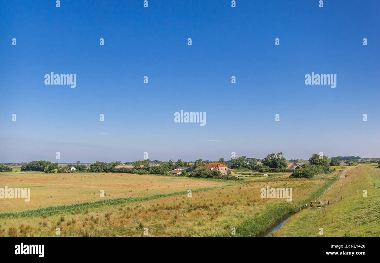 Petite ferme dans le paysage de l'île de Texel, Pays-Bas Banque D'Images
