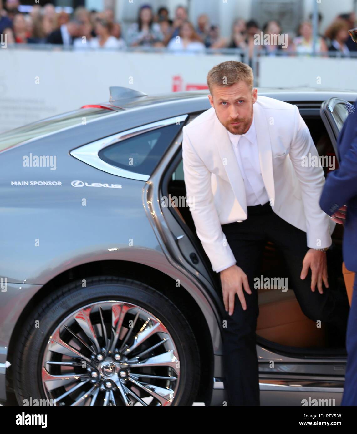 Venise, Italie - 29 août, 2018 : Ryan Gosling, marche le tapis rouge de l'avant du "premier homme" au Festival du Film de Venise (Ph : Mickael Chavet) Banque D'Images