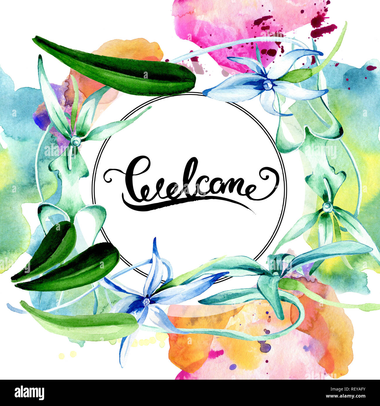 Blue orchidée rare. Botanique Floral fleur. Lame de ressort sauvages isolés de fleurs sauvages. Contexte aquarelle illustration set. Un mode de dessin aquarelle Banque D'Images