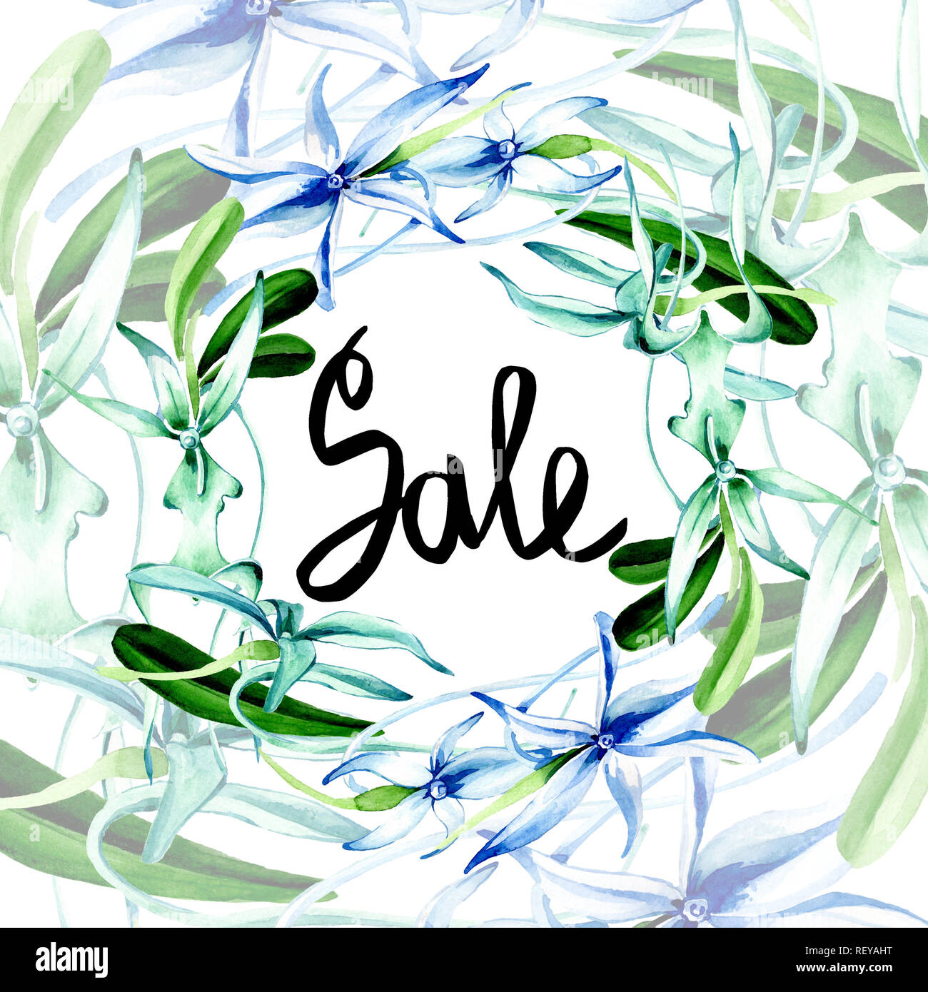 Blue orchidée rare. Botanique Floral fleur. Lame de ressort sauvages isolés de fleurs sauvages. Contexte aquarelle illustration set. Un mode de dessin aquarelle Banque D'Images