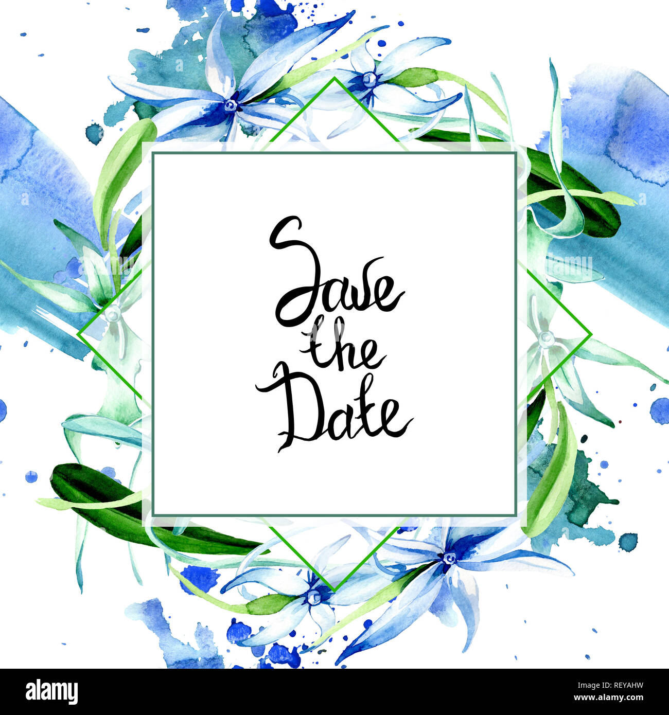 Blue orchidée rare. Botanique Floral fleur. Lame de ressort sauvages isolés de fleurs sauvages. Contexte aquarelle illustration set. Un mode de dessin aquarelle Banque D'Images