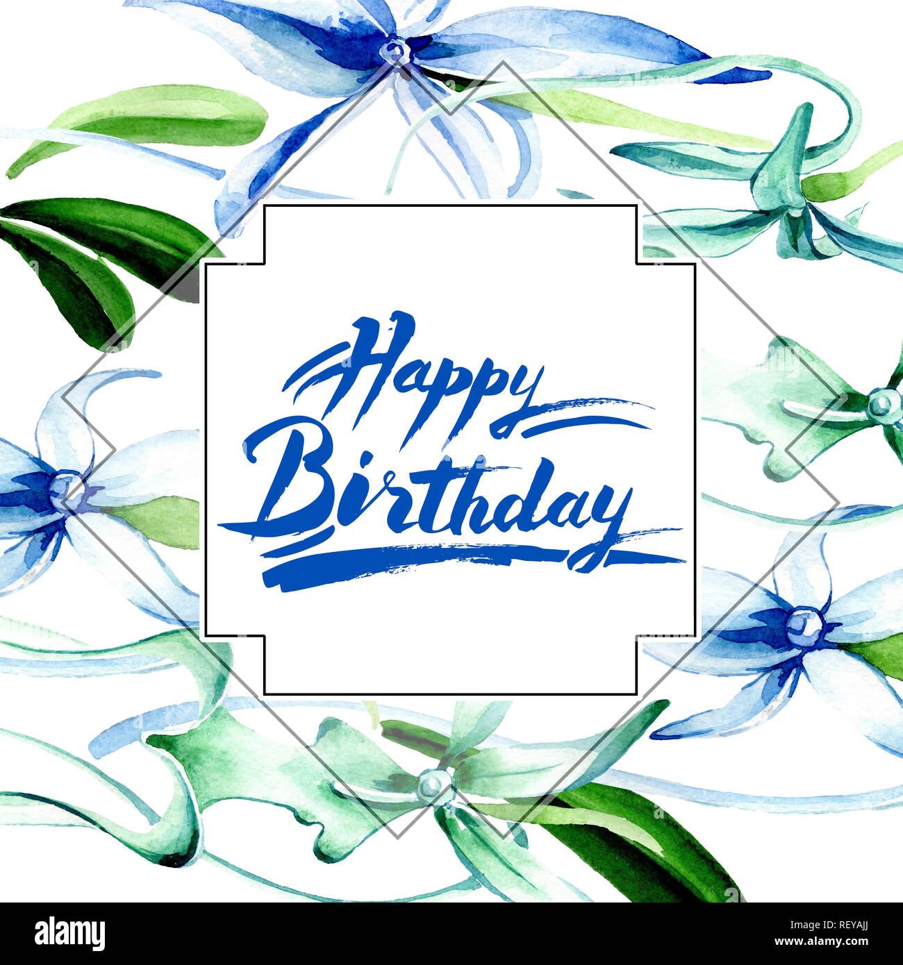 Blue orchidée rare. Botanique Floral fleur. Lame de ressort sauvages isolés de fleurs sauvages. Contexte aquarelle illustration set. Un mode de dessin aquarelle Banque D'Images