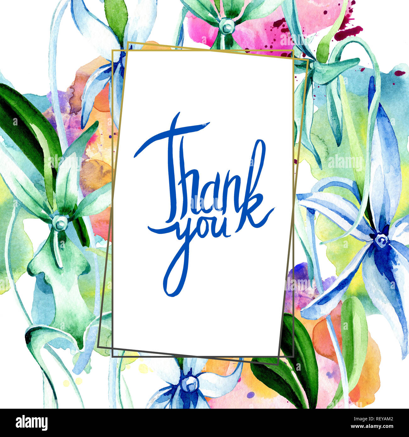 Blue orchidée rare. Botanique Floral fleur. Lame de ressort sauvages isolés de fleurs sauvages. Contexte aquarelle illustration set. Un mode de dessin aquarelle Banque D'Images