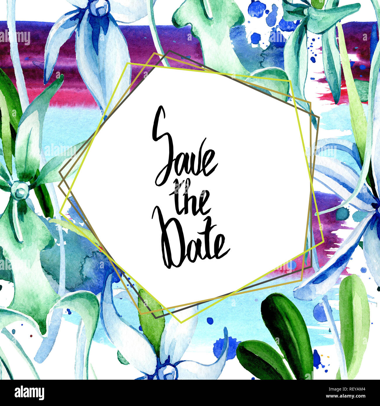 Blue orchidée rare. Botanique Floral fleur. Lame de ressort sauvages isolés de fleurs sauvages. Contexte aquarelle illustration set. Un mode de dessin aquarelle Banque D'Images