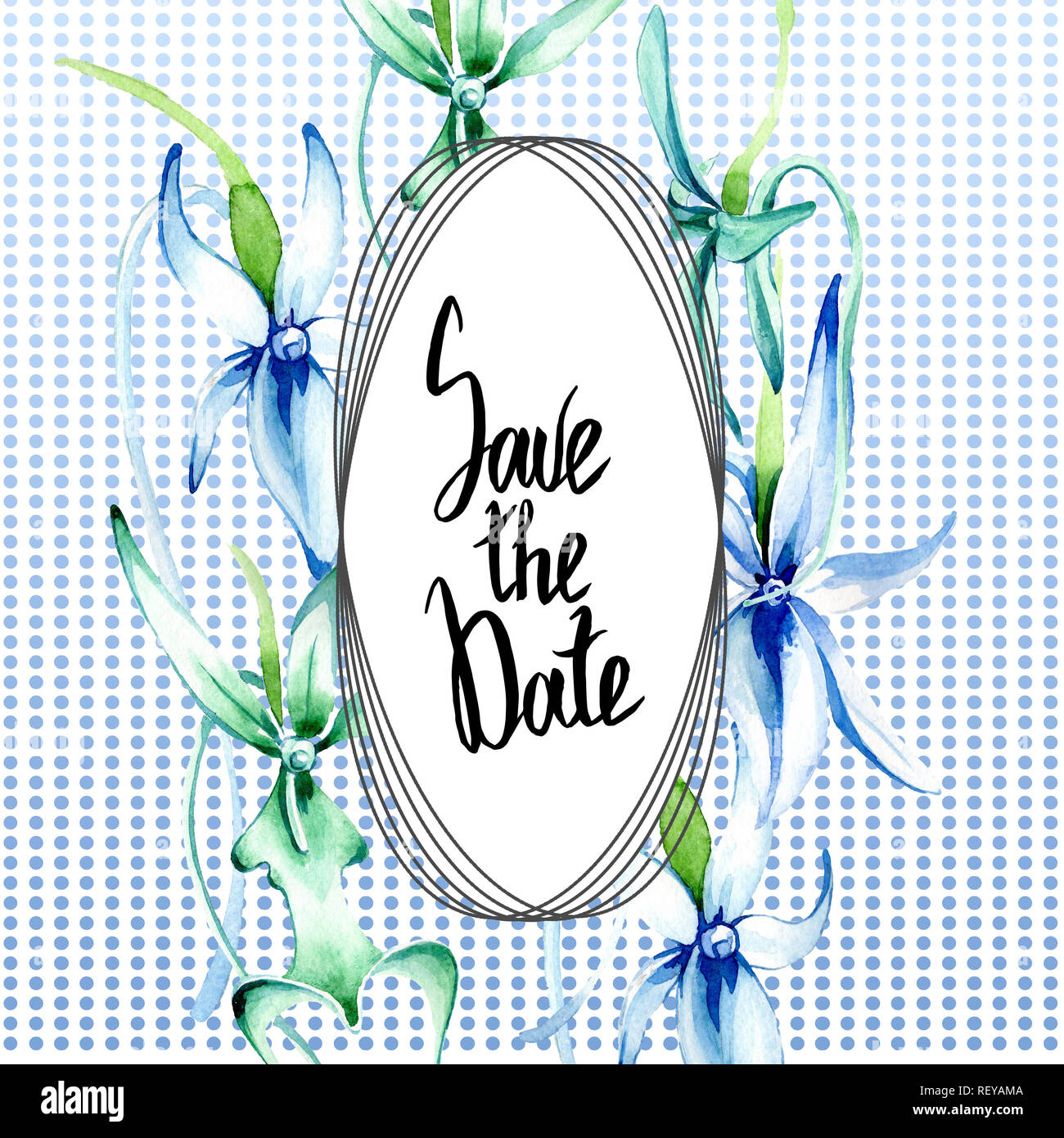 Blue orchidée rare. Botanique Floral fleur. Lame de ressort sauvages isolés de fleurs sauvages. Contexte aquarelle illustration set. Un mode de dessin aquarelle Banque D'Images