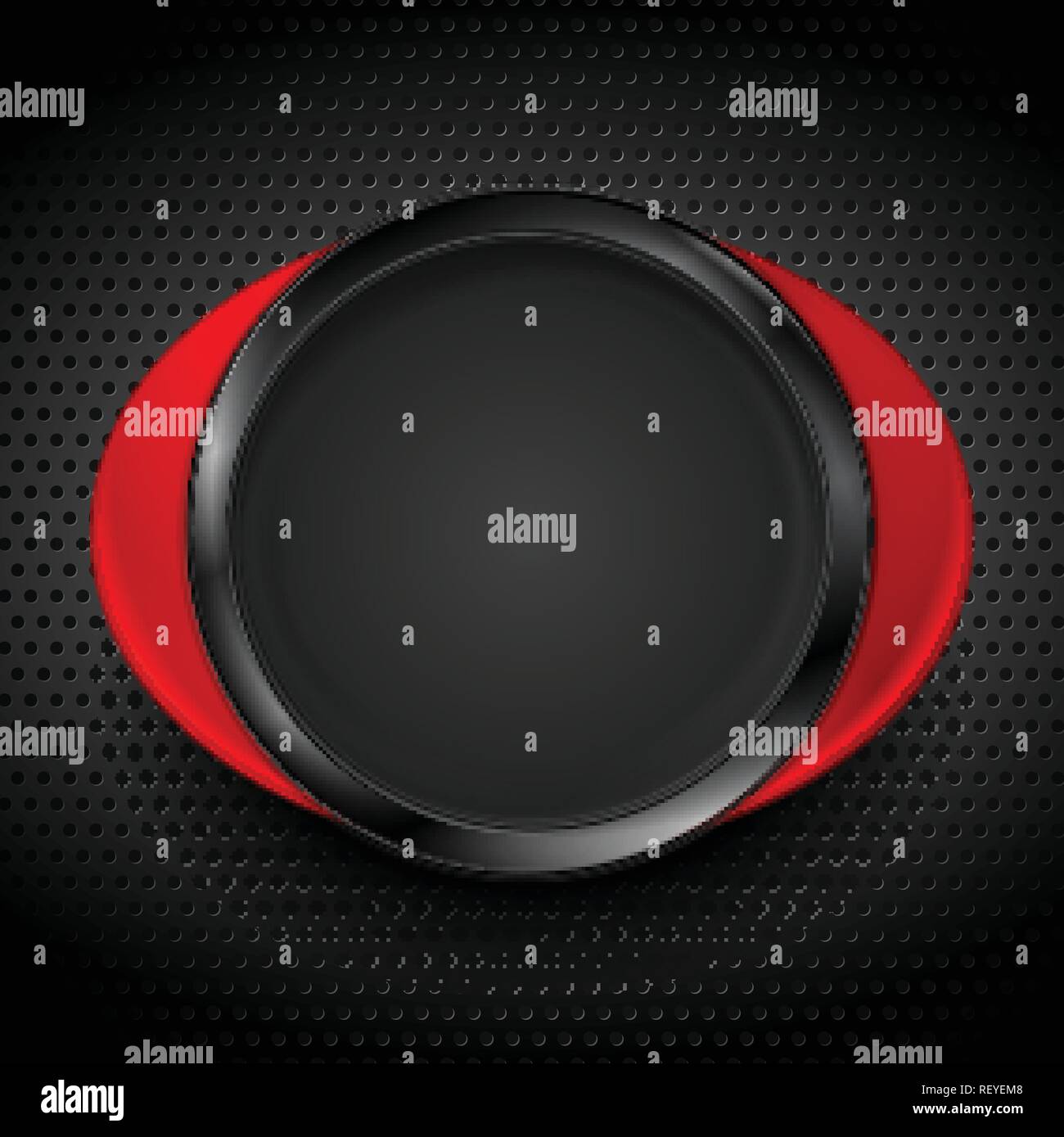 Noir et rouge foncé brillant sur les formes cercle métallique perforé de texture. Technologie concept design vectoriel Illustration de Vecteur