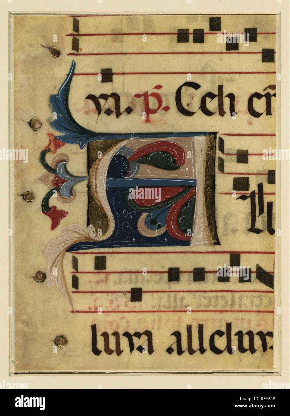 Fragment d'un livre de choeur : initiale historiée A. Rapporteur pour avis : anonyme. Dating : 1325 - 1350. Dimensions : H 180 mm × W 132 mm. Musée : Rijksmuseum, Amsterdam. Banque D'Images