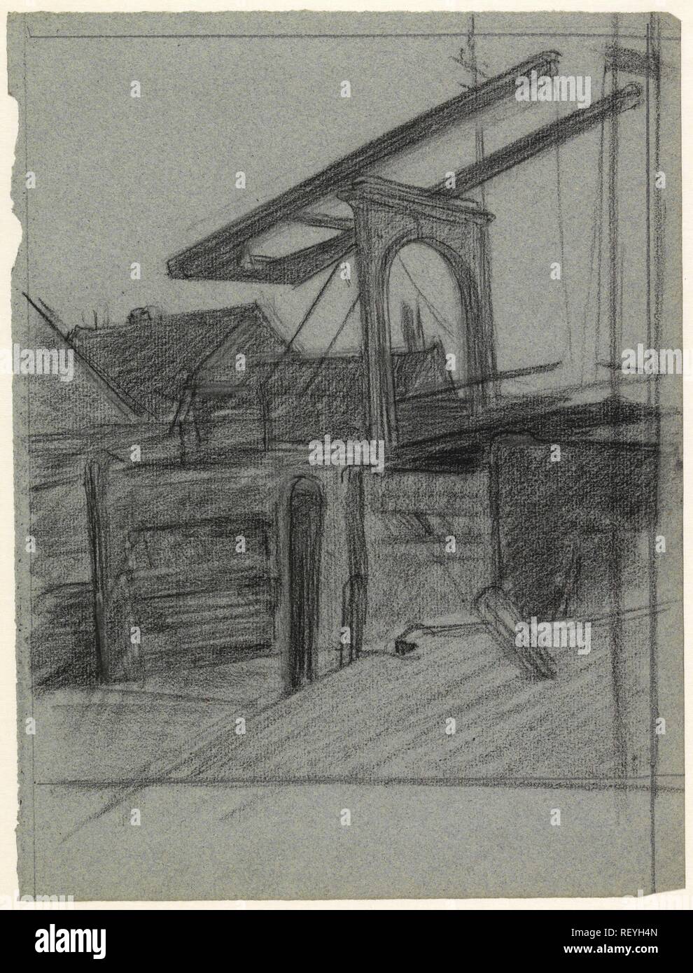 Pont-levis. Rapporteur pour avis : Jan Veth. Dating : 1886. Dimensions : H 307 mm × W 231 mm. Musée : Rijksmuseum, Amsterdam. Banque D'Images