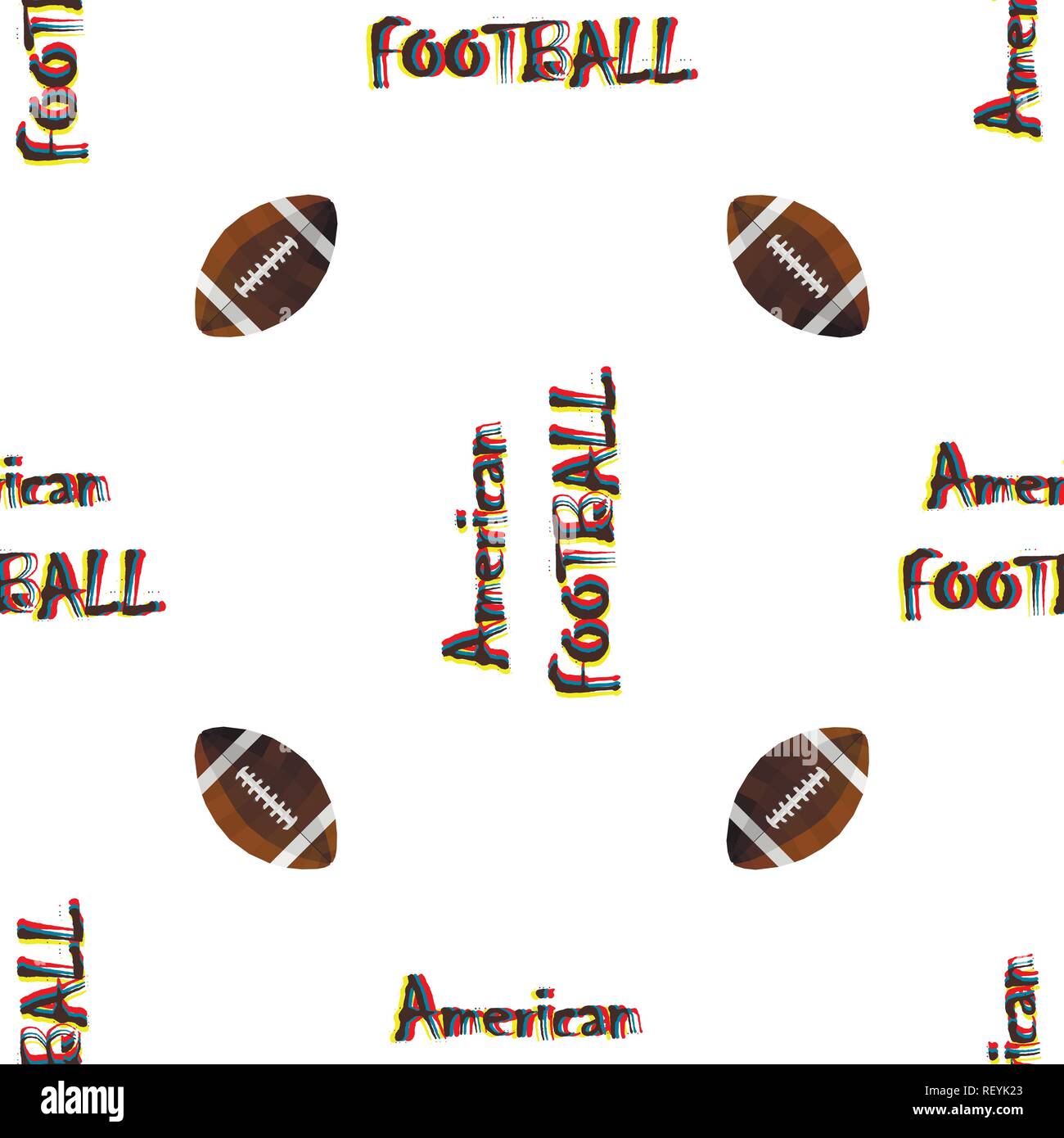 Jeu de football américain dispersés dans des objets style polygonal. Vector pattern. transparente Illustration de Vecteur