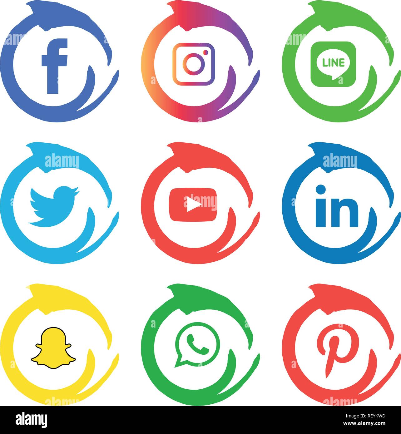 Social media icons set Vector Illustrator Logo facebook, instagram, twitter, whatsapp, google plus, google +, pinterest, linkedin, vecteur, noir, blanc Illustration de Vecteur