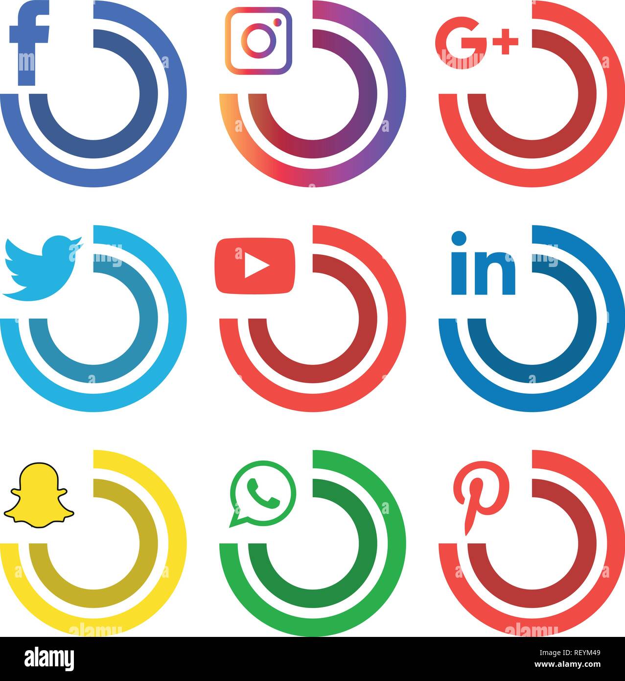 Social media icons set Vector Illustrator Logo facebook, instagram, twitter, whatsapp, google plus, google +, pinterest, linkedin, vecteur, noir, blanc Illustration de Vecteur