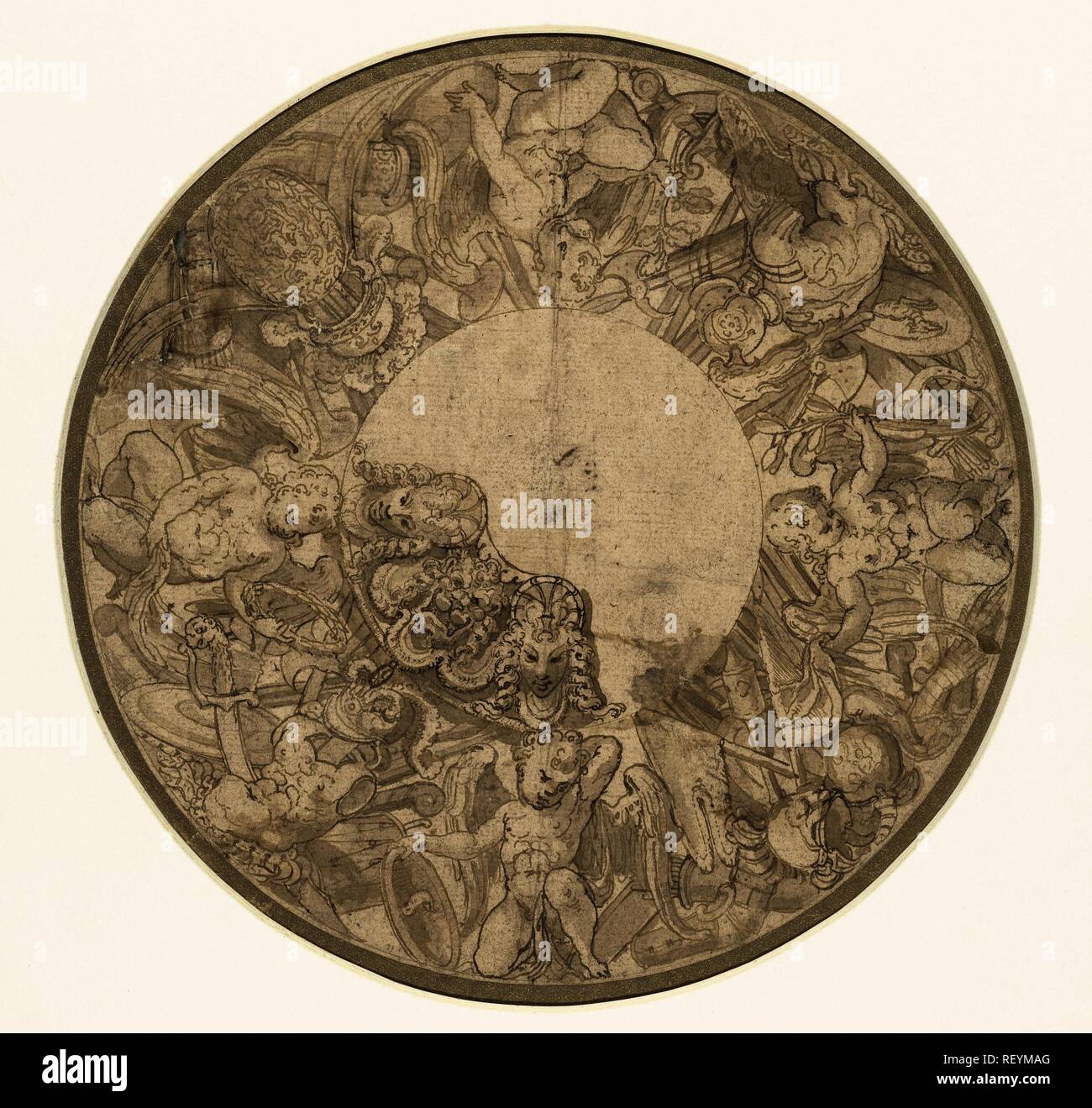 Design pour le pied d'une tour. Rapporteur pour avis : Perino del Vaga (attribué à). Dating : 1511 - 1547. Mesures : d 200 mm. Musée : Rijksmuseum, Amsterdam. Banque D'Images