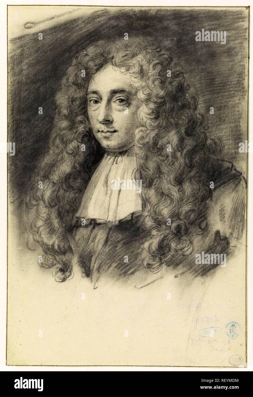 Self-portrait ( ?) par Constantin Huygens de Jonge. Rapporteur pour avis : Constantin Huygens (II) (peut-être). Rapporteur pour avis : Abraham van den Tempel (rejeté). Dating : 27-Aug-1685. Dimensions : H 287 mm × W 191 mm. Musée : Rijksmuseum, Amsterdam. Banque D'Images