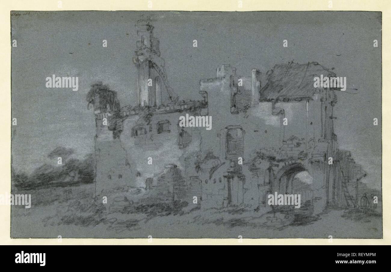 Ruine de l'abbaye de Rijnsburg. Rapporteur pour avis : Willem Schellinks. Dating : 1637 - 1678. Dimensions : H 273 mm × W 446 mm. Musée : Rijksmuseum, Amsterdam. Banque D'Images