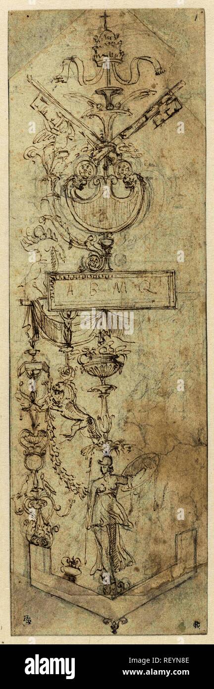 Conception pour un pendentif du remplissage. Rapporteur pour avis : Perino del Vaga. Dating : 1511 - 1521. Dimensions : H 302 mm × w 96 mm. Musée : Rijksmuseum, Amsterdam. Banque D'Images