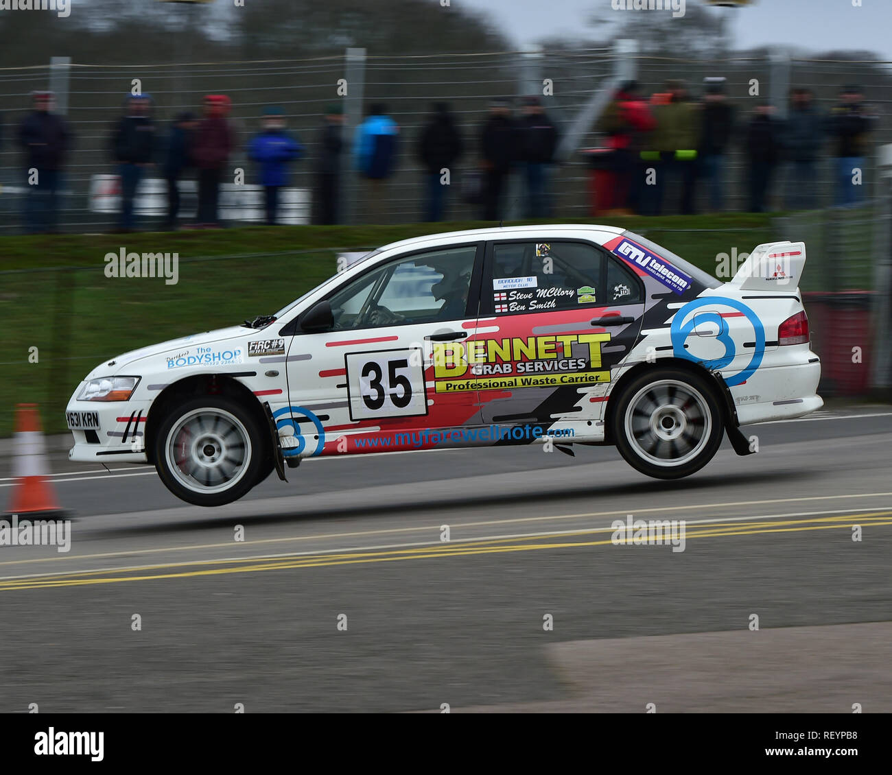 Ben Smith, Jamie Woolley, Mitsubishi Evo 7, MGJ Rally Étapes, Chelmsford Motor Club, Brands Hatch, samedi 19 janvier 2019, MSV, Rallye circuit C Banque D'Images