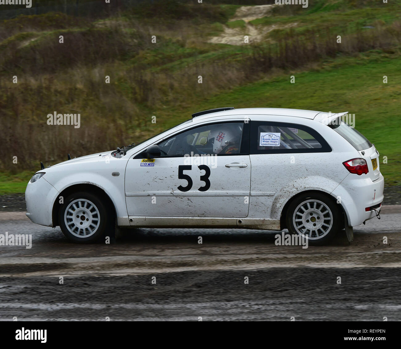 Andy Johnson, Chris Sheridan, Proton Satria, MGJ Rally Étapes, Chelmsford Motor Club, Brands Hatch, samedi 19 janvier 2019, MSV, Rallye circuit C Banque D'Images