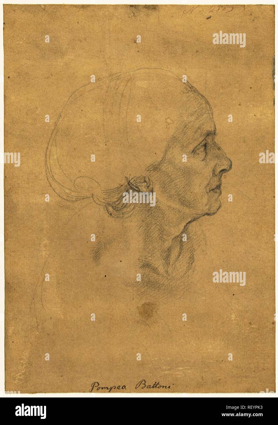 Chef d'une vieille femme. Rapporteur pour avis : Pompeo Batoni. Dating : 1741 - 1746. Dimensions : H 219 mm × W 154 mm. Musée : Rijksmuseum, Amsterdam. Banque D'Images