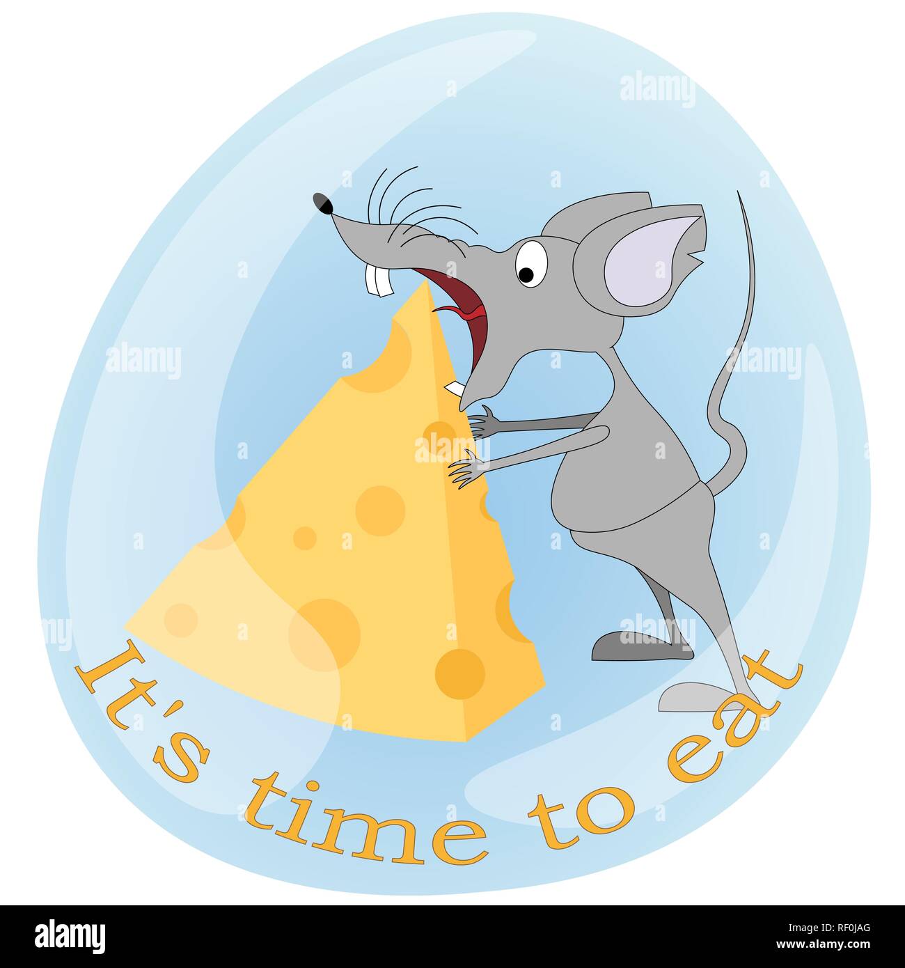 Caricature de la souris veut manger un gros morceau de fromage pour les enfants design Illustration de Vecteur