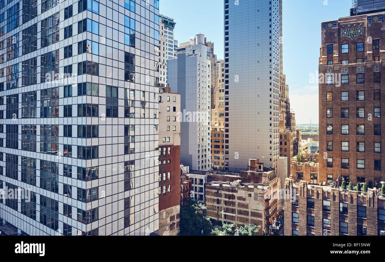 New York cityscape, colorés cinématique appliquée, USA. Banque D'Images