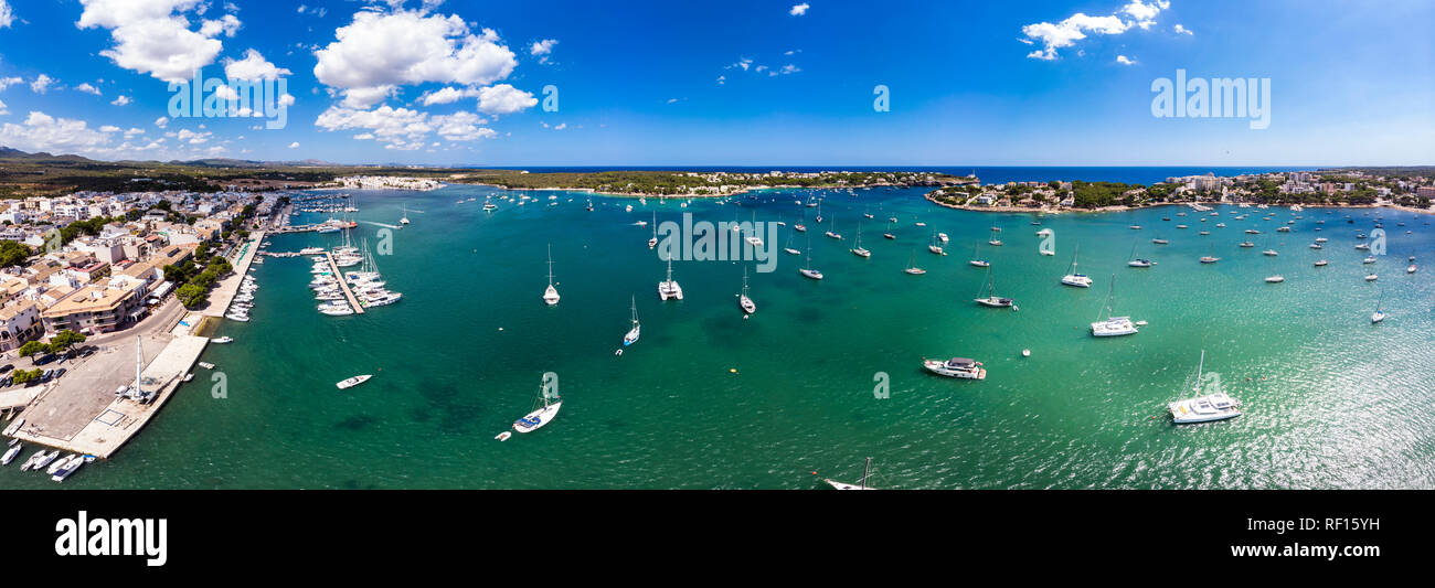 Espagne, Baléares, Mallorca, Portocolom, Punta de ses Crestes, Baie de Portocolom Banque D'Images