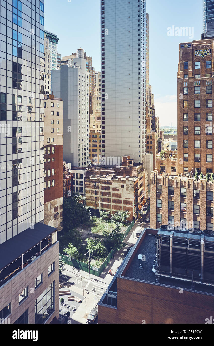 New York cityscape, colorés cinématique appliquée, USA. Banque D'Images