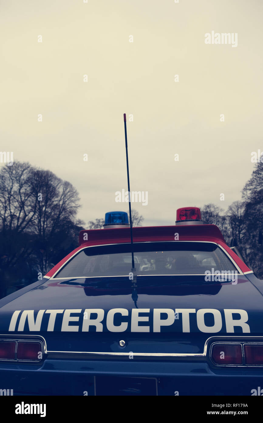 La police américaine 'Interceptor' location à Bicester Heritage Centre "ruée vers'. Banque D'Images