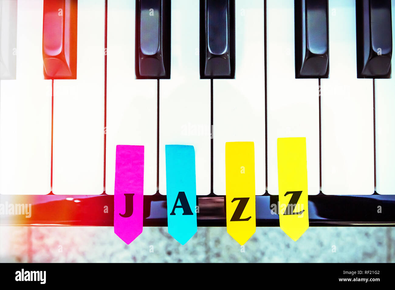 - Touches de piano jazz avec texte Banque D'Images