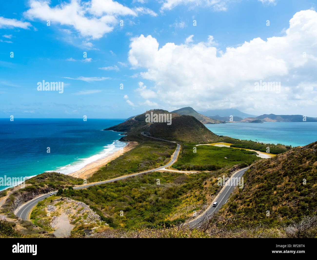 Caraïbes, Petites Antilles, Saint Kitts et Nevis, Basseterre, vue de Salt Pond Banque D'Images