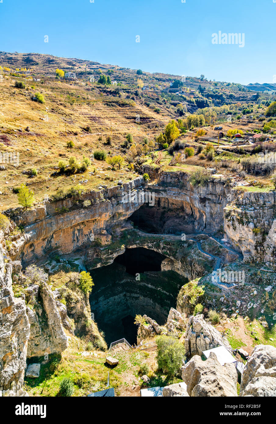 Vue de la gorge Baatara à Tannourine, Liban doline Banque D'Images