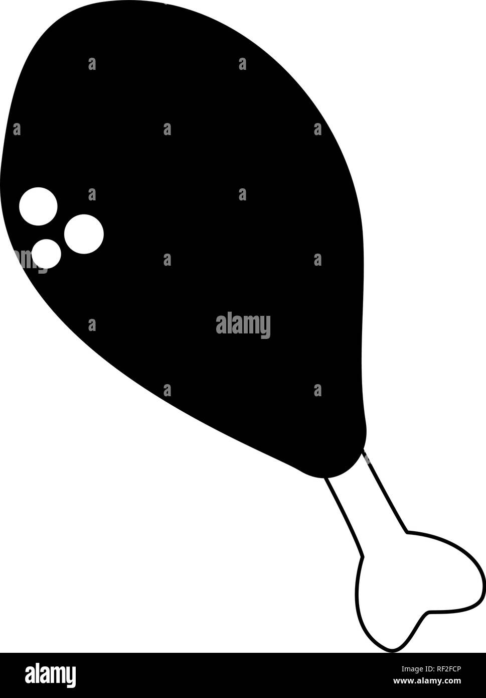 Cuisse de poulet délicieux en noir et blanc Illustration de Vecteur