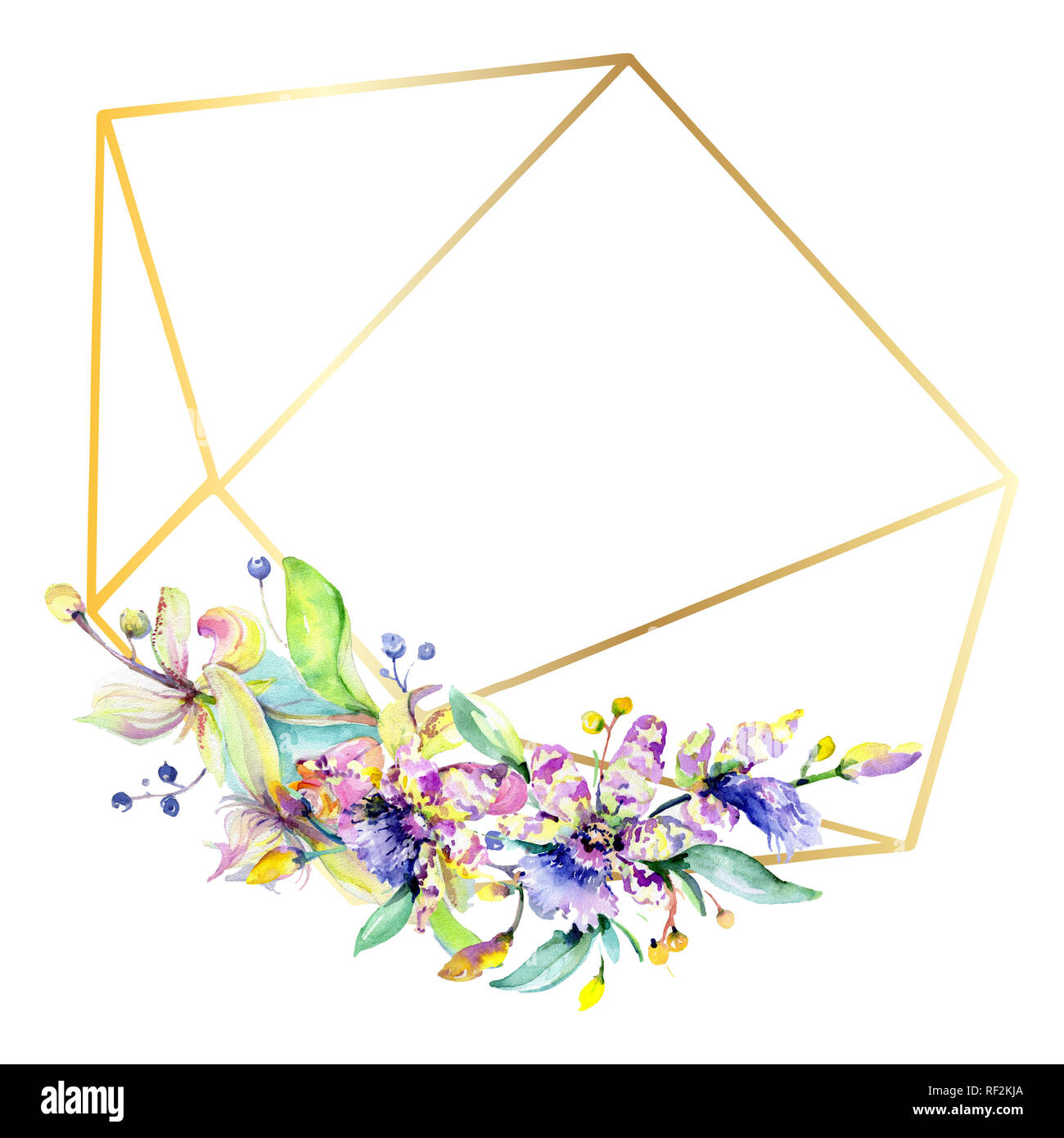 Orchidée fleur rose et pourpre. Lame de ressort sauvages isolés de fleurs sauvages. Contexte aquarelle illustration set. Aquarelle Dessin aquarelle mode iso Banque D'Images