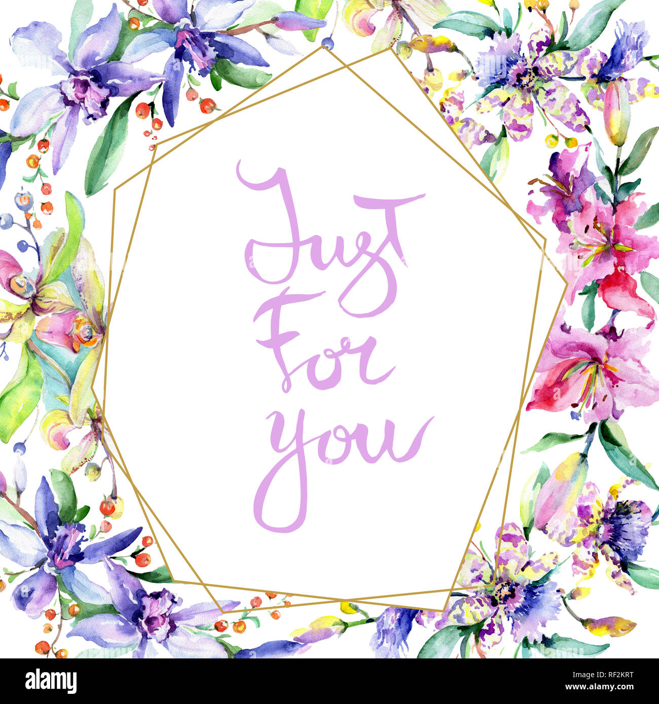 Orchidée fleur rose et pourpre. Lame de ressort sauvages isolés de fleurs sauvages. Contexte aquarelle illustration set. Aquarelle Dessin aquarelle mode iso Banque D'Images