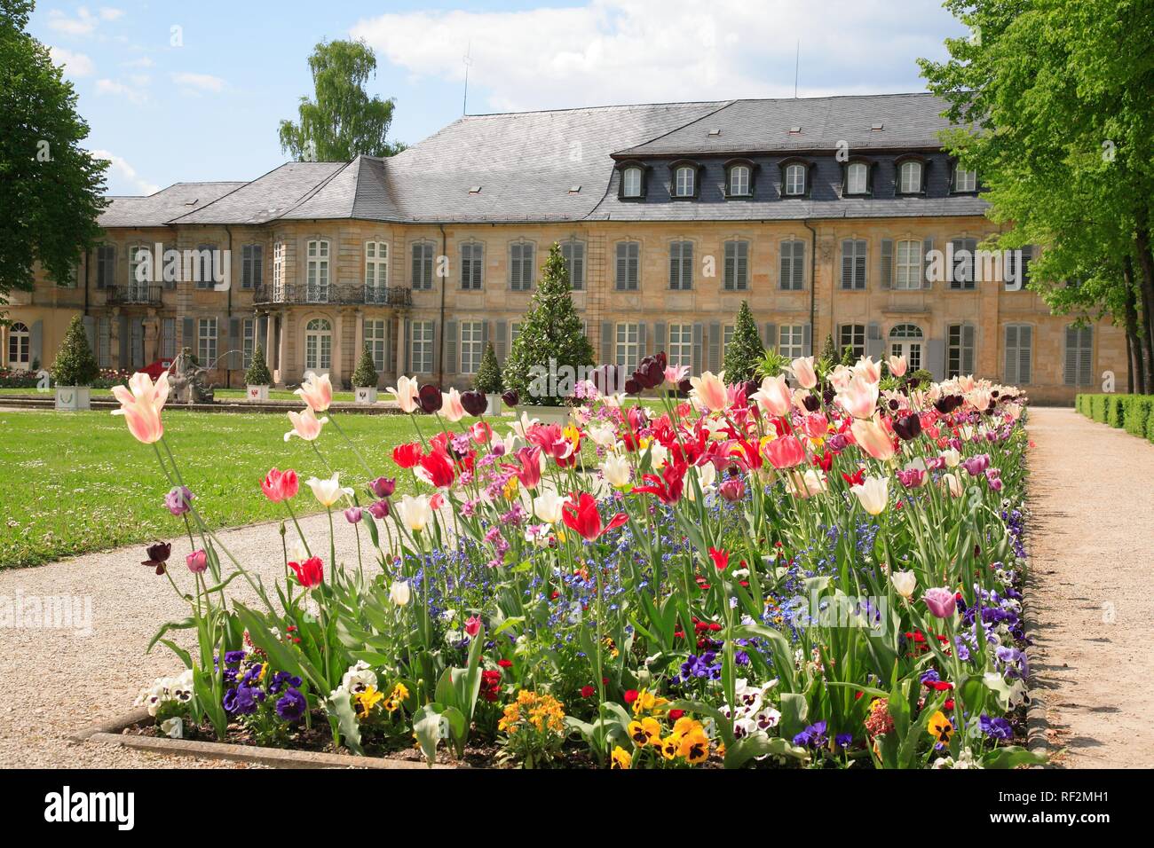 Vue depuis la cour jardin, Neues Schloss, Bayreuth, Haute-Franconie, Franconia, Bavaria Banque D'Images